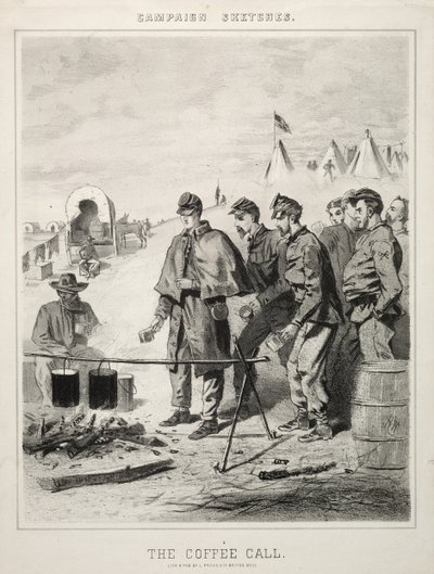 Bocetos de Campaña: La llamada del café, 1863 de Winslow Homer