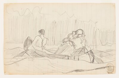 Canoa con tres hombres de Winslow Homer