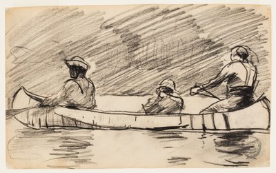 Canoa con tres hombres de Winslow Homer