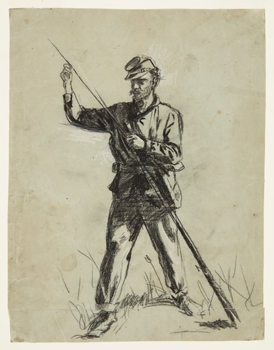 Soldado de caballería cargando un rifle de Winslow Homer