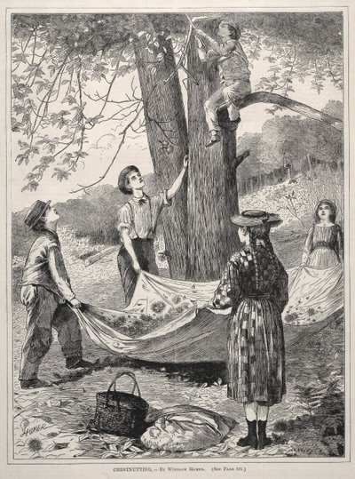 Recogiendo castañas, 1870 de Winslow Homer