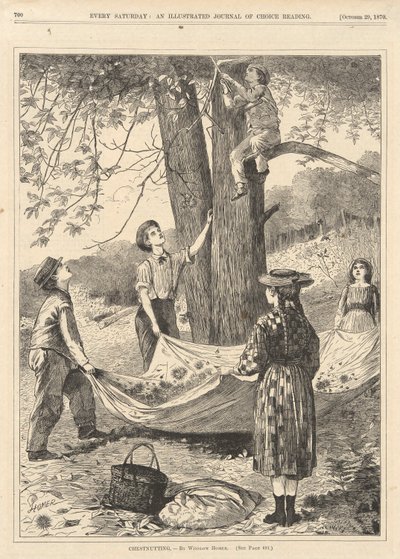 Chestnutting, de Todos los sábados, 29 de octubre de 1870 de Winslow Homer