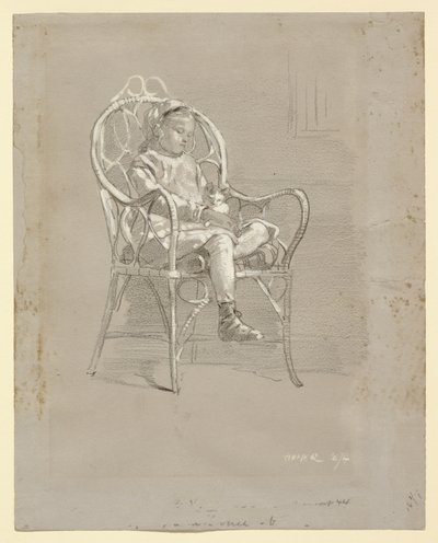Niño sentado en una silla de mimbre de Winslow Homer