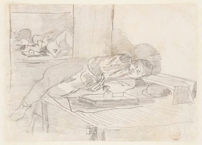 Hombre chino fumando una pipa de opio en una casa club de Baxter Street, Nueva York de Winslow Homer