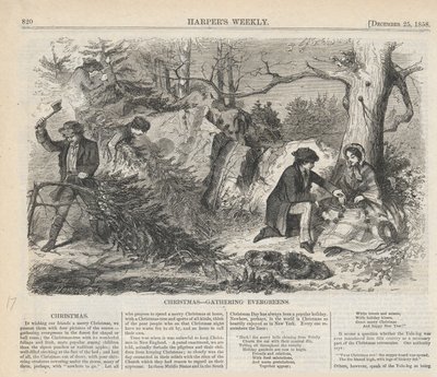 Árboles de hoja perenne de recolección navideña, de Harper de Winslow Homer