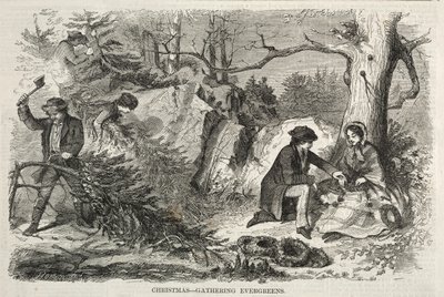 Navidad - Recolectando siempreverdes, 1858 de Winslow Homer