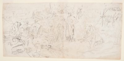 Dibujo, "Un campamento del ejército", 1862 de Winslow Homer