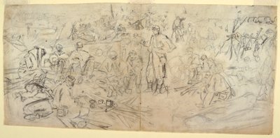 Dibujo, "Un campamento del ejército", 1862 de Winslow Homer