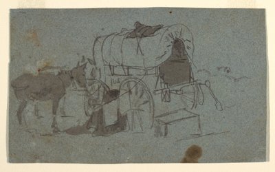 Dibujo, Un carro del ejército y una mula, ca. 1862 de Winslow Homer