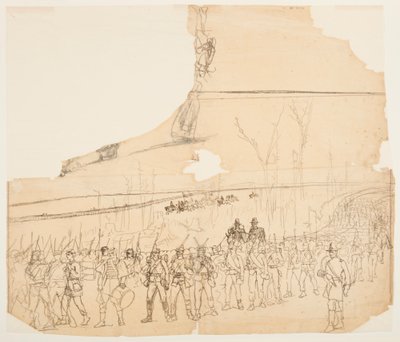Dibujo, Una columna de infantería en marcha, 1862 de Winslow Homer