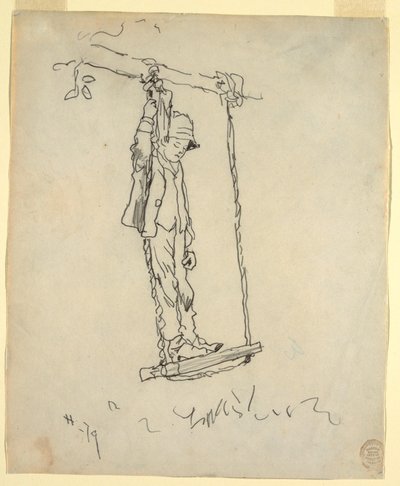 Dibujo, Niño en un columpio, 1879 de Winslow Homer