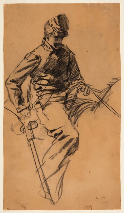 Dibujo, Soldado de caballería a caballo, 1863 de Winslow Homer