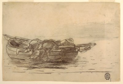 Dibujo, Pescadores trepando por las bordas, Cullercoats, Inglaterra, 1881-82 de Winslow Homer