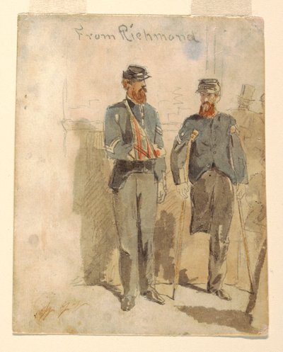 Dibujo, "Desde Richmond"; Dos soldados heridos, 1862 de Winslow Homer