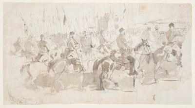 Dibujo, Sexto Regimiento de Caballería del General McClellan Embarcando en Alexandria hacia Old Point Comfort, 2 de abril de 1862 de Winslow Homer