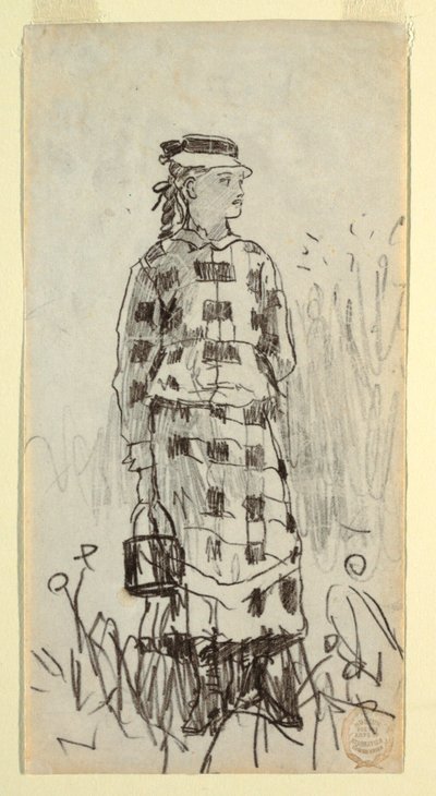 Dibujo, Niña con una tartera, 1879 de Winslow Homer