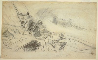 Dibujo, Hard-a-Port, 1885-90 de Winslow Homer