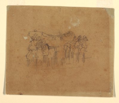 Dibujo, Lifeboat with Carriage (Estudio para "The Wreck", óleo fechado en 1896, Carnegie Institute, Pittsburgh, PA), 1895-96 [o posiblemente 1881]. de Winslow Homer
