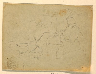 Dibujo, Soldado sentado, 1862 de Winslow Homer