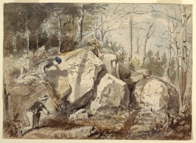 Dibujo, Colocación de una trampa para ardillas, ca. 1855 de Winslow Homer