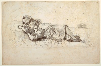 Dibujo, Pastora descansando, 1877 de Winslow Homer