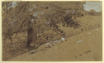 Dibujo, Pastora descansando bajo un árbol, 1878 de Winslow Homer