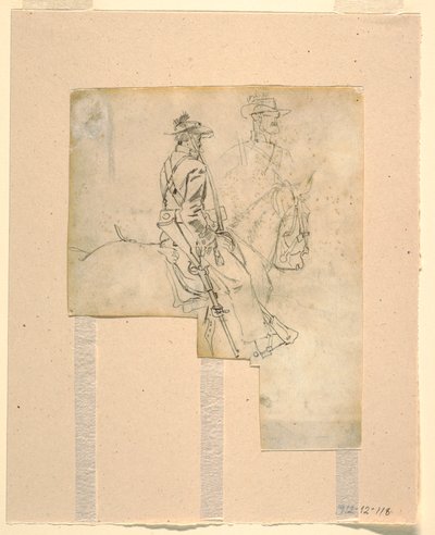 Dibujo, Vista lateral de un oficial montado, 1862 de Winslow Homer