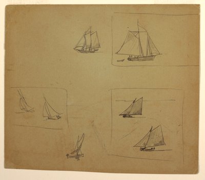 Dibujo, Bocetos de veleros, 1881-82 de Winslow Homer