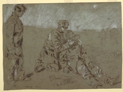 Dibujo, Soldado dando agua a un compañero herido, 1864 de Winslow Homer