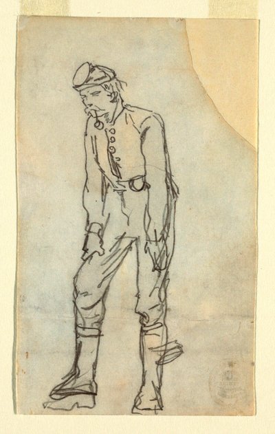Dibujo, Soldado con pipa en la boca, 1862 de Winslow Homer