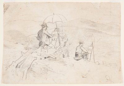 Dibujo, Estudio para "Artists Sketching in the White Mountains" y "The Artist in the Country", 1868 de Winslow Homer