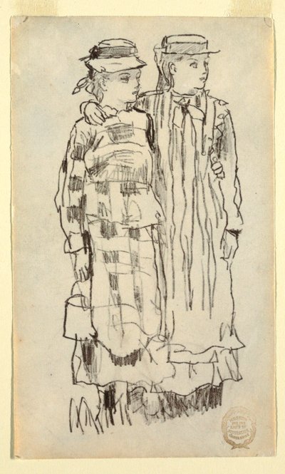 Dibujo, Dos niñas, 1879 de Winslow Homer