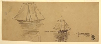 Dibujo, Dos goletas y botes, ca. 1880 de Winslow Homer