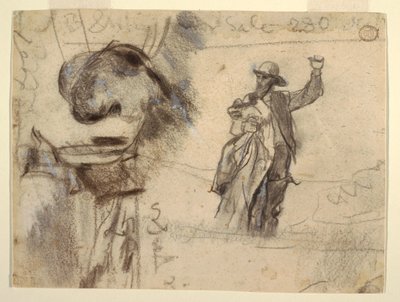 Dibujo, Dos estudios de un marinero con el brazo levantado (Estudios para El vigía-Todo está bien y El naufragio) de Winslow Homer