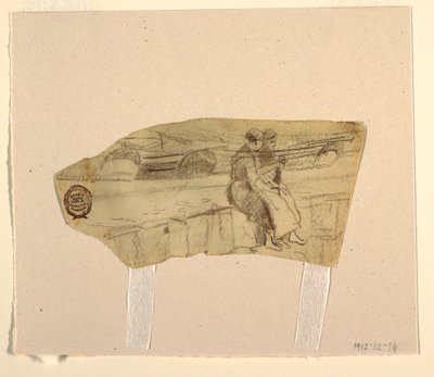 Dibujo, Dos mujeres sentadas en un muro, Cullercoats, Inglaterra, 1881-82 de Winslow Homer