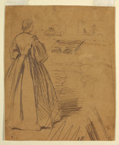 Dibujo, Mujer ante un piano, 1862 de Winslow Homer