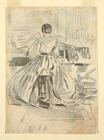 Dibujo, Mujer al piano, 1862 de Winslow Homer