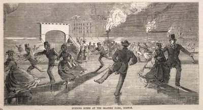 Escena vespertina en el parque de patinaje, Boston, 1859 de Winslow Homer