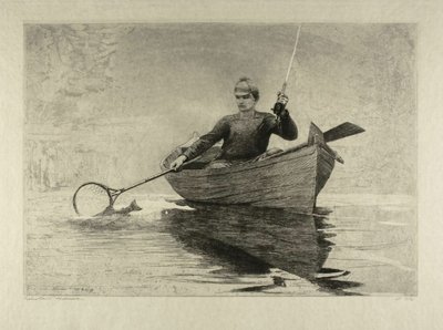 Pesca con mosca, lago Saranac de Winslow Homer