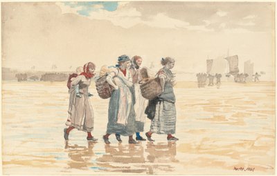 Cuatro pescaderas en la playa de Winslow Homer