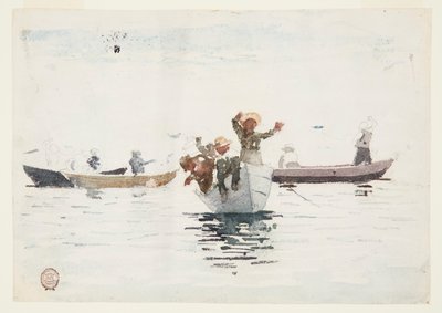 Cuatro botes de remos con niños de Winslow Homer