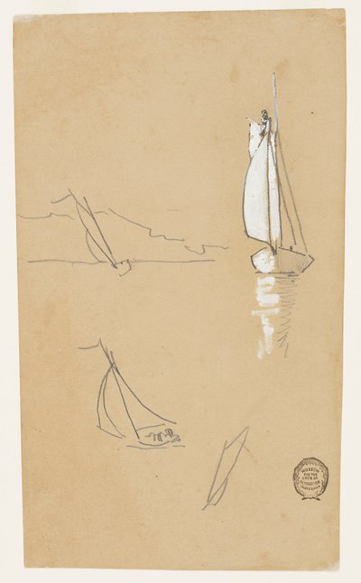 Cuatro bocetos de balandros de Winslow Homer