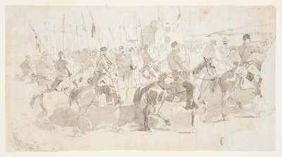 El sexto regimiento de caballería del General McClellan, embarcando en Alexandria hacia Old Point Comfort de Winslow Homer