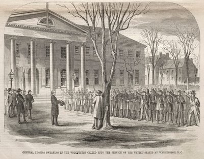 Juramento del General Thomas a los Voluntarios Llamados al Servicio de los Estados Unidos en Washington, D.C. de Winslow Homer