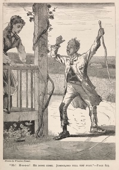 "¡Hola! ¡H-O-O-O!  Ha venido.  Jumboloro Tell You First". de Winslow Homer