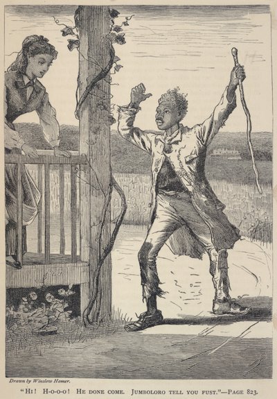 "¡Hola! ¡H-o-o-o! Ha venido. Jumboloro Tell You Fust", de The Galaxy, junio de 1869. de Winslow Homer