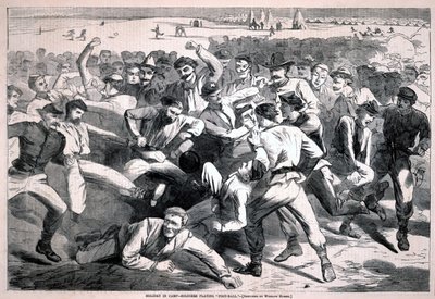 Día festivo en el campamento - soldados jugando al «fútbol», de Harper