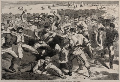 Vacaciones en el campamento - Soldados jugando al fútbol, 1865 de Winslow Homer