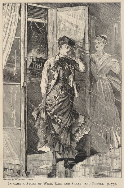 Se levantó una tormenta de viento, lluvia y espuma - y Portia, de The Galaxy, diciembre de 1869 de Winslow Homer