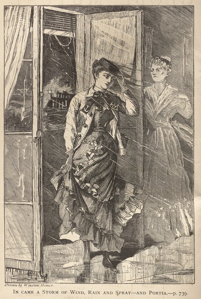 Llegó una tormenta de viento, lluvia y rocío - y Portia de Winslow Homer